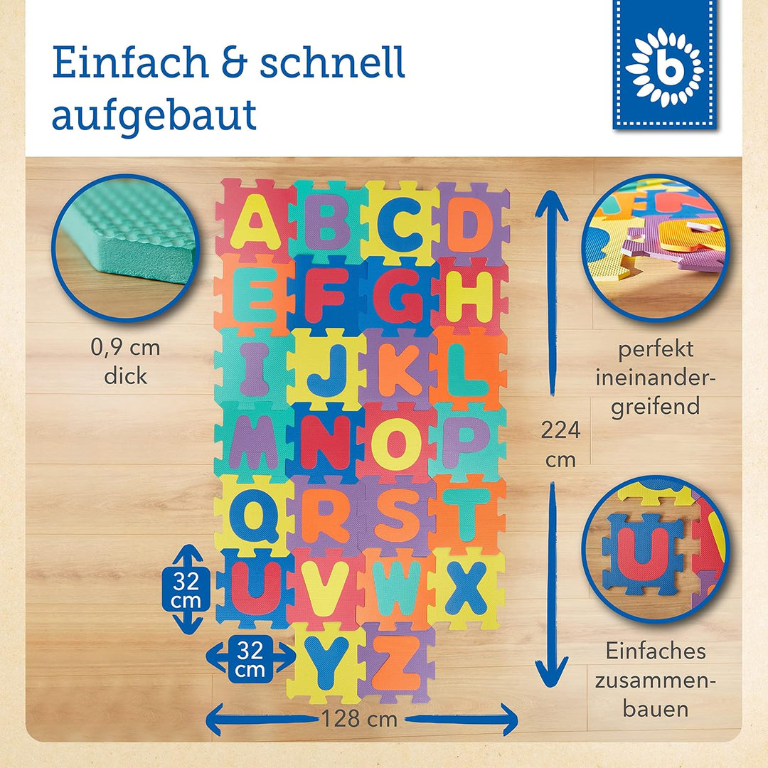 Bieco Puzzlematte, 60 TLG. | Spielmatte Baby | XXL Puzzle Kinder | Krabbeldecke Baby Spielmatte Kind