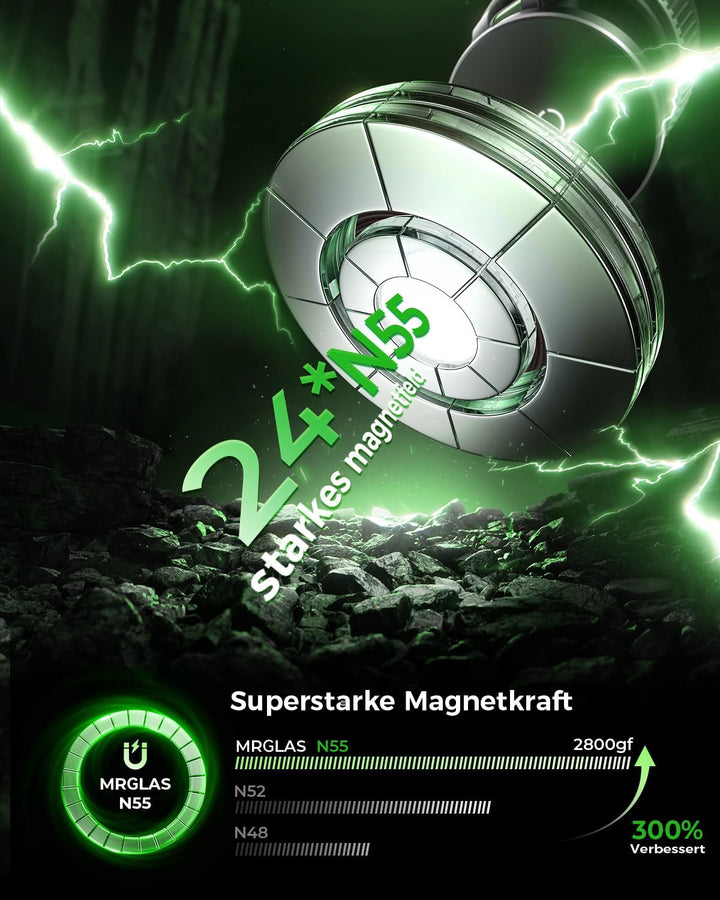 MRGLAS 15W Vakuum Magnetische Handyhalterung mit Ladefunktion,360° Verstellbarer Saugnapf Handy Halt