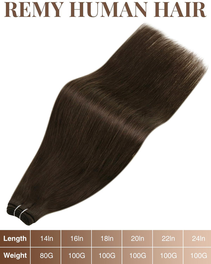 Hetto Tressen Echthaar Extensions, Mittelbraun, 35cm, 80g | 100% Remy Haar, Stylbar, knotenfrei, Fur