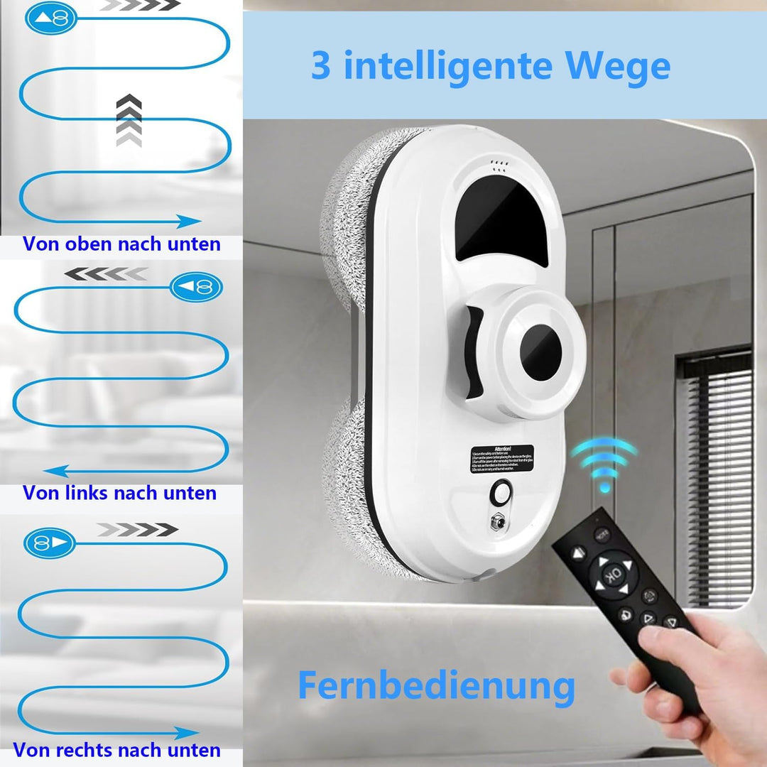 Fensterputzroboter, 5600Pa Elektrischer Fensterreiniger Roboter mit Fernbedienung und Kantenerkennun