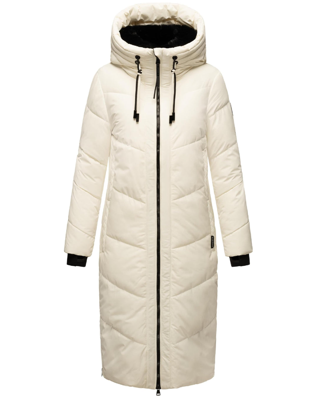MARIKOO Damen Wintermantel Warmer Steppmantel lang mit Verstellbarer Kapuze und hohem Kragen Nadaree