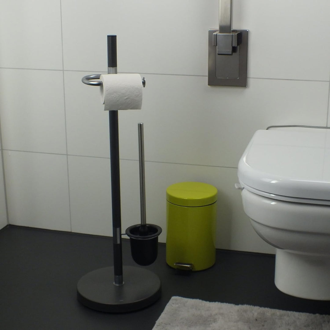 Kela 22231 WC-Bürstentopf und Papierhalterung, Toilettengarnitur, Metall, 76,5cm, Sinerio, Anthrazit