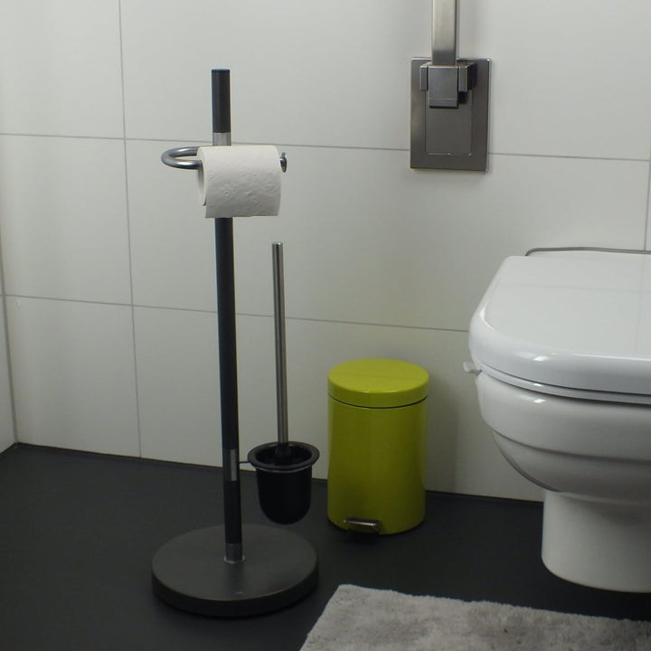 Kela 22231 WC-Bürstentopf und Papierhalterung, Toilettengarnitur, Metall, 76,5cm, Sinerio, Anthrazit