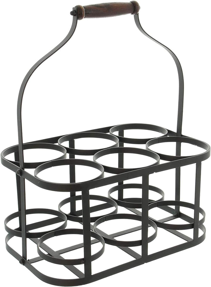 Dekoleidenschaft Metall Flaschenkorb für 6 Flaschen im Antik Design, Bierträger, Flaschenträger