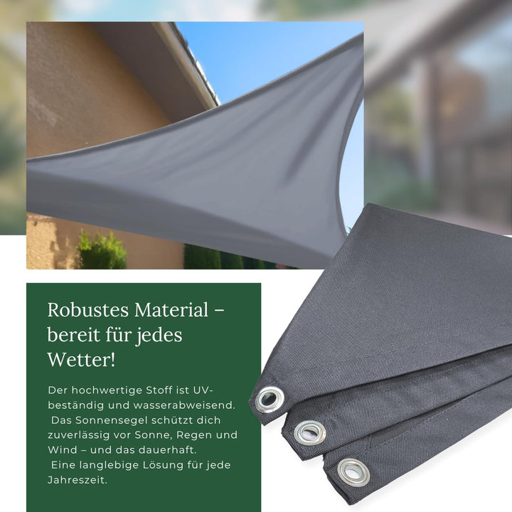 Tom'Shop Sonnensegel [Graphit, Quadrat 2x2m] wasserabweisend Sonnenschutz Wetterschutz Outdoor Wette