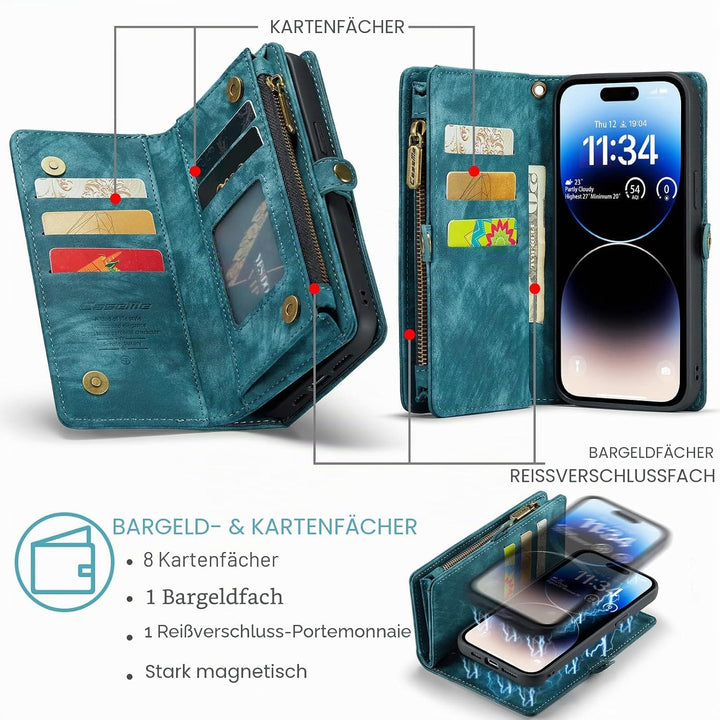 UFinetech iPhone 14 Pro Max Hülle, Flip Leder TPU Stossfeste Kartenfach Tasche Handyhülle iPhone 14