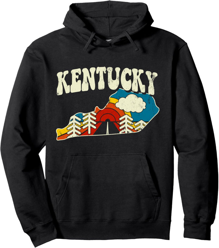 Kentucky Vintage State Rainbow Hippie Retro Karte der 70er Jahre Pullover Hoodie