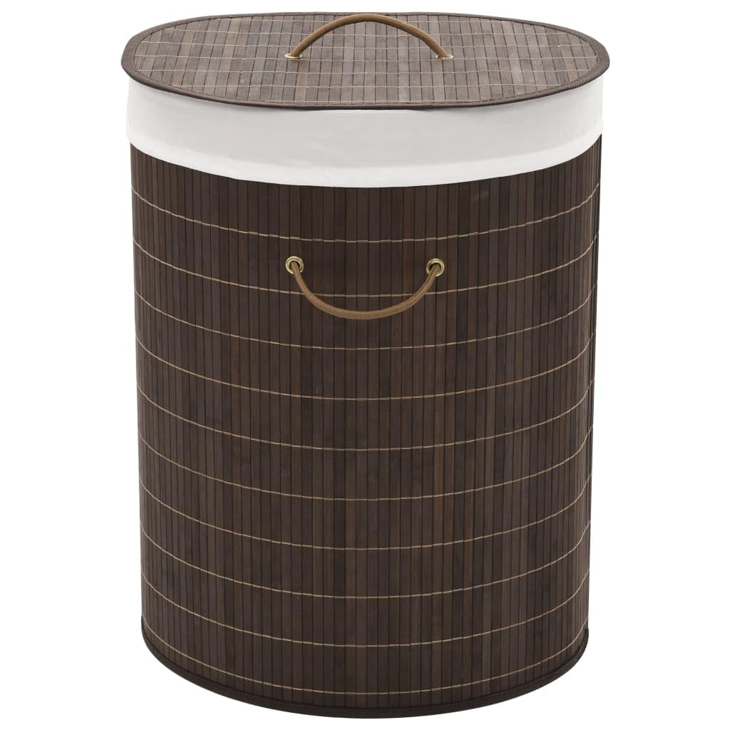 vidaXL Wäschekorb aus Bambus Wäschebehälter Wäschesammler Oval Dunkelbraun Dunkelbraun 45 x 35 x 60