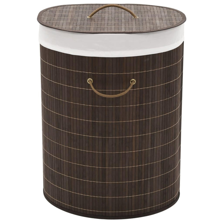 vidaXL Wäschekorb aus Bambus Wäschebehälter Wäschesammler Oval Dunkelbraun Dunkelbraun 45 x 35 x 60