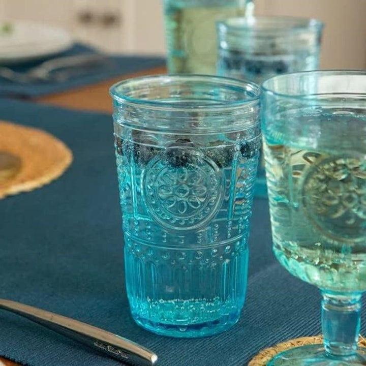 Bormioli Rocco 090789 Glas, Romantic, Blau, 4 Stück 4 Stück (1er Pack) Blau, 4 Stück (1er Pack) Blau