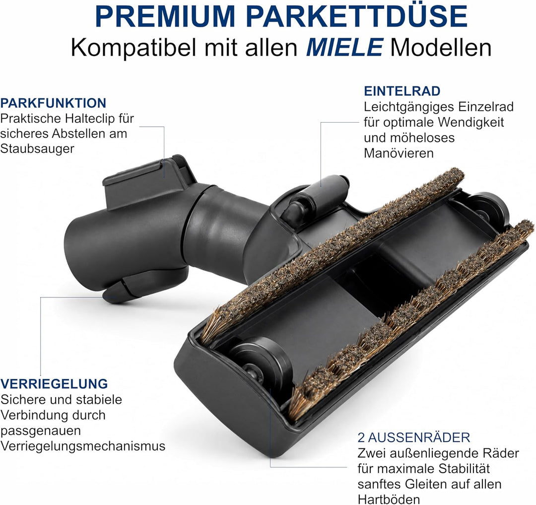 Parkettbürste Düse kompatibel mit Miele Boost CX1 35 mm Parquet Twister XL | DeClean extra breite Pa