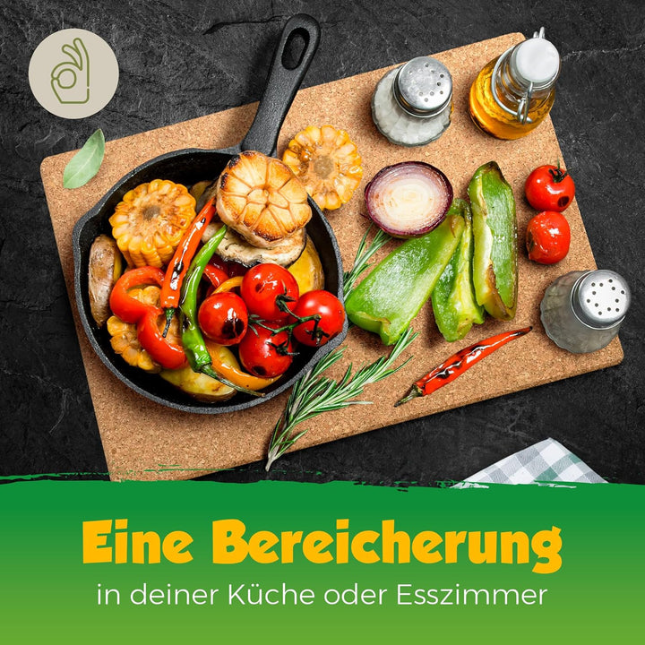 XXL Topfuntersetzer aus Kork | rechteckig: 45x30 cm | für extra grosse Töpfe, Auflaufformen, Pfannen