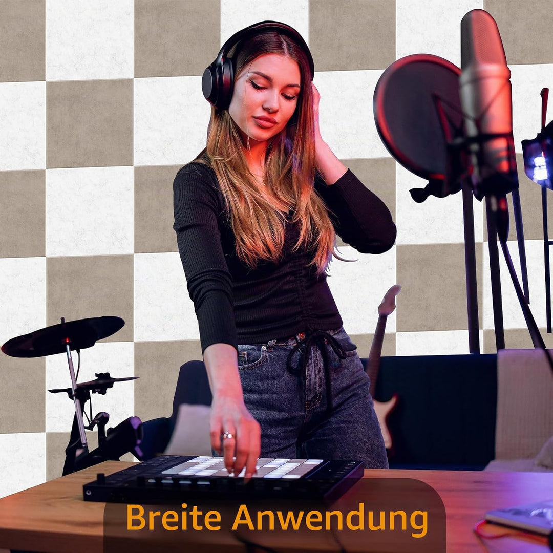 Rdutuok 12 Stück Selbstklebend Akustikplatten,30x30x1 cm Akustik Absorber Akustikpanel Schallschutzp
