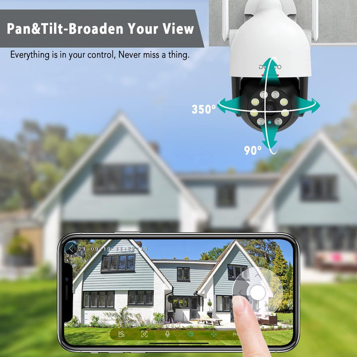 DEKCO Überwachungskamera Aussen WLAN, 350°/90° Schwenkbar WLAN Kamera Outdoor, 1080P Überwachungskam