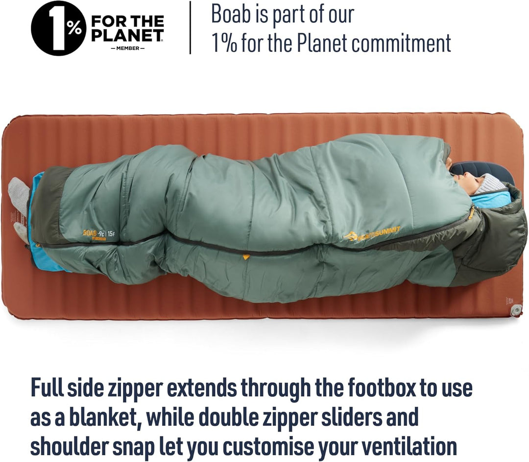 SEA TO SUMMIT - Boab Schlafsack aus Kunstfaser (–1 °C) - Rechteckig - Durchgehender Reissverschluss