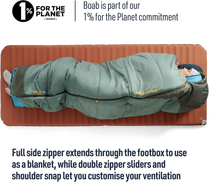 SEA TO SUMMIT - Boab Schlafsack aus Kunstfaser (–1 °C) - Rechteckig - Durchgehender Reissverschluss