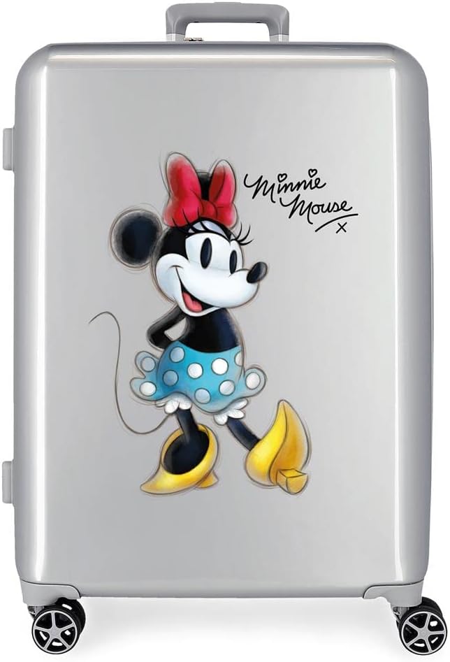 Disney 100 Minnie Joyful Mittelgrosser Koffer, Grau, 48 x 70 x 26 cm, starres ABS, integrierter TSA-