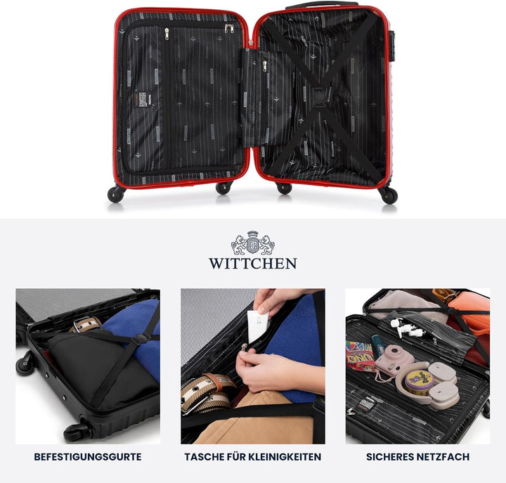 WITTCHEN Reisekoffer 3er Koffer-Set Rollkoffer Trolley Handgepäck Hartschale aus ABS mit 4 Spinner-R