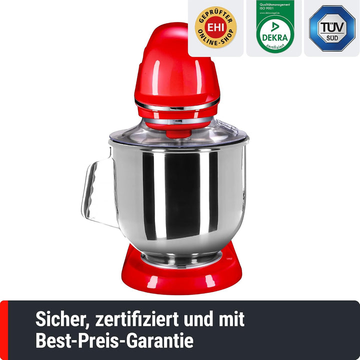 GGM Gastro | RMF7B-R | Planetenrührmaschine - 7 Liter - 350 Watt - inkl. 3 Rühraufsätze - Rot