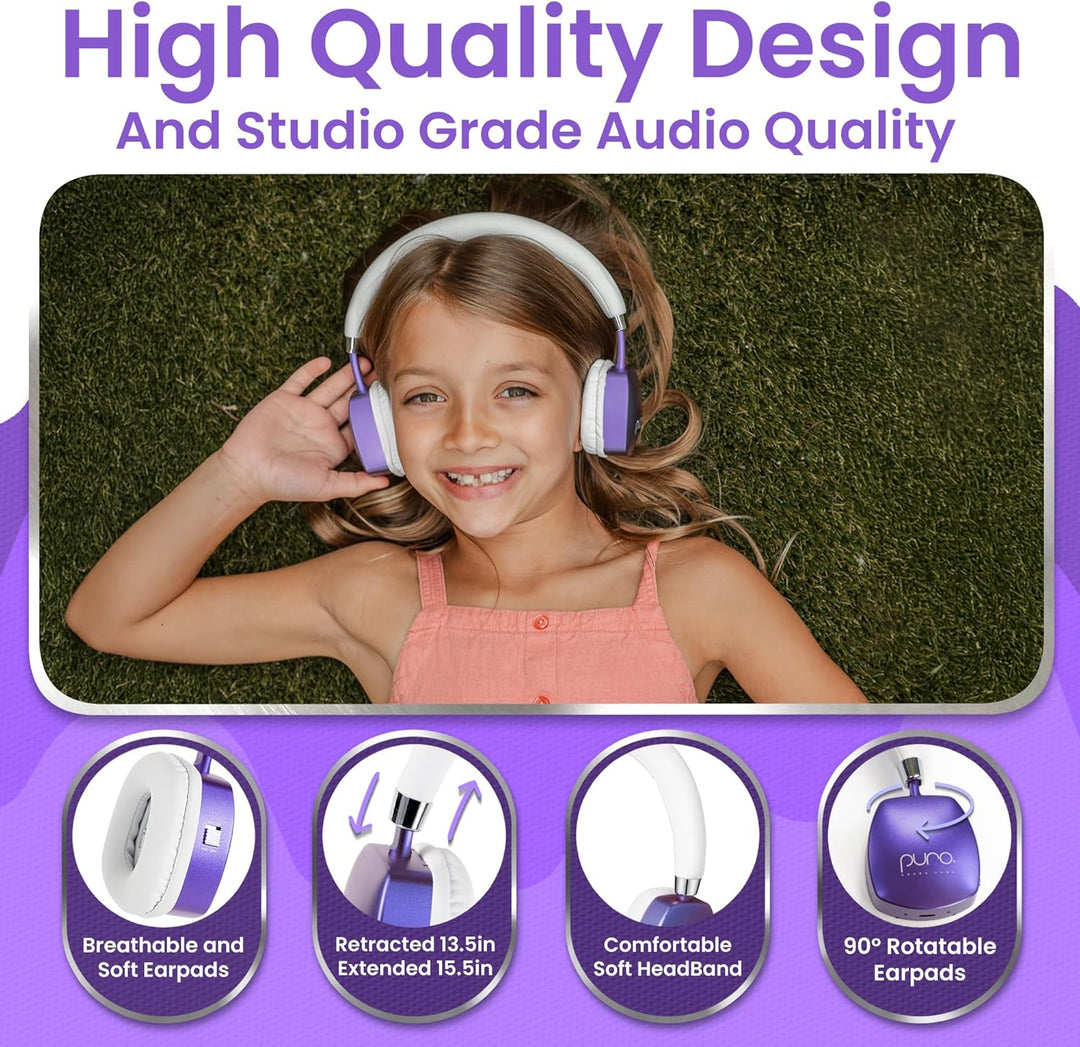 Puro Sound Labs PuroQuiet Plus Lautstärkebegrenzte On-Ear Active Noise Cancelling Bluetooth Kopfhöre