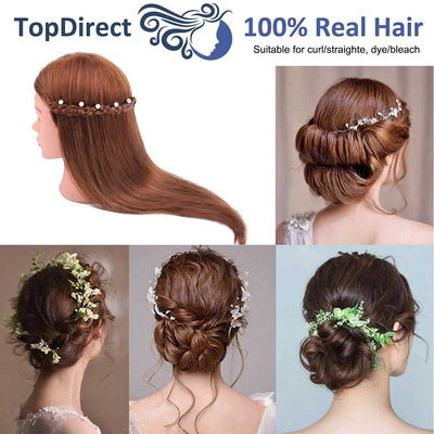 Frisierkopf, TopDirect 18 Zoll Übungskopf 100% Echthaar Haar Friseur Übungskopf Praxis Schaufensterp