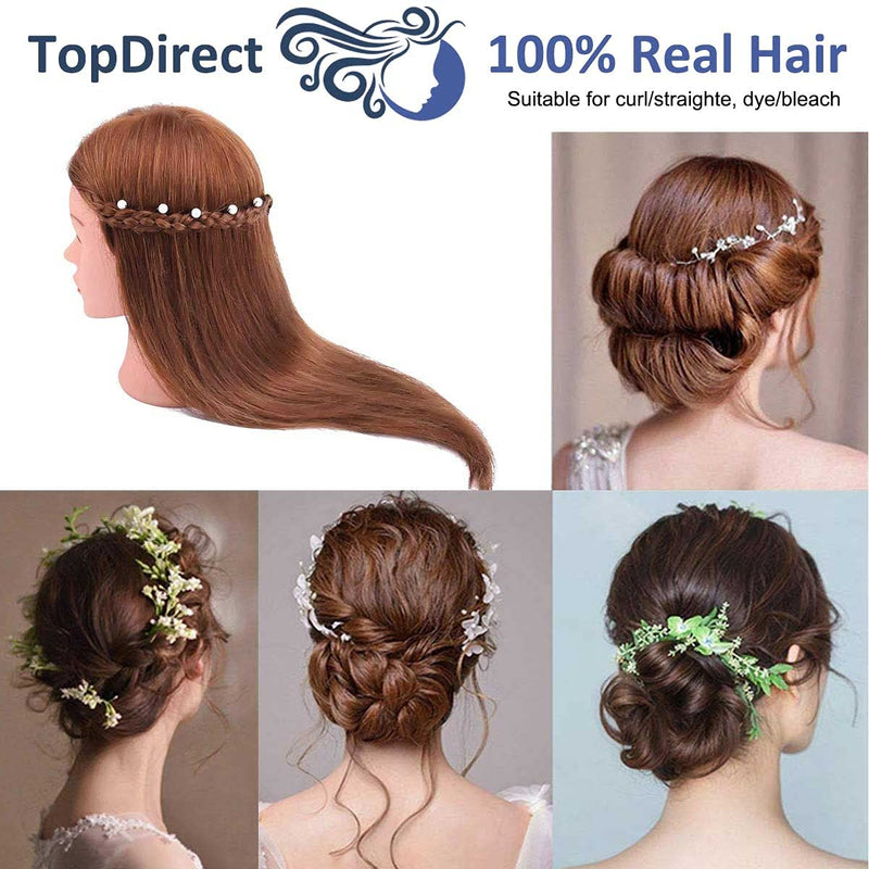 Frisierkopf, TopDirect 18 Zoll Übungskopf 100% Echthaar Haar Friseur Übungskopf Praxis Schaufensterp