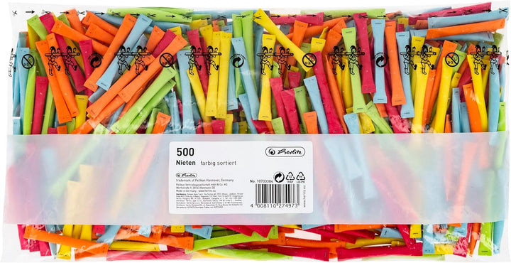 Herlitz Nieten, farbig sortiert, bedruckt mit lustigen Sprüchen, 500 Stück 500 Nieten, 500 Nieten