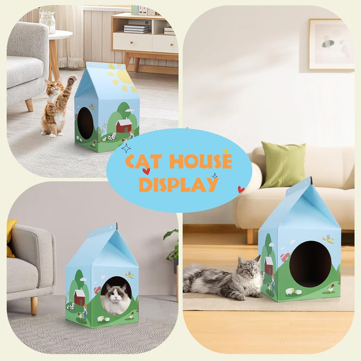 Nobleza Katzenhaus Pappe mit Kratzbretter Katze & Katzenminze, Einfach zu Montierendes Katzen Kratzm
