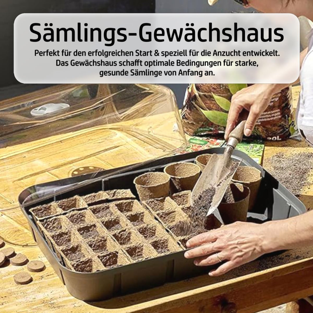 Zimmergewächshaus 56x38x24cm mit verschliessbarer Belüftung sehr stabil Gewächshaus Anzuchthaus (XL)