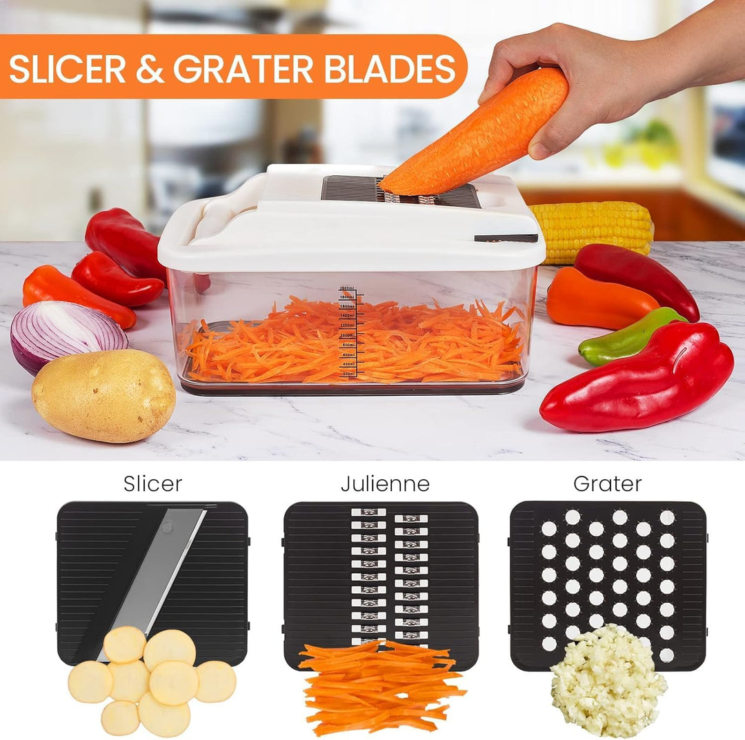 RüK Gemüseschneider, Extra Gross Zerkleinerer Gemüseschneider, Multifunktionaler 10-in-1 Pro Food Ch
