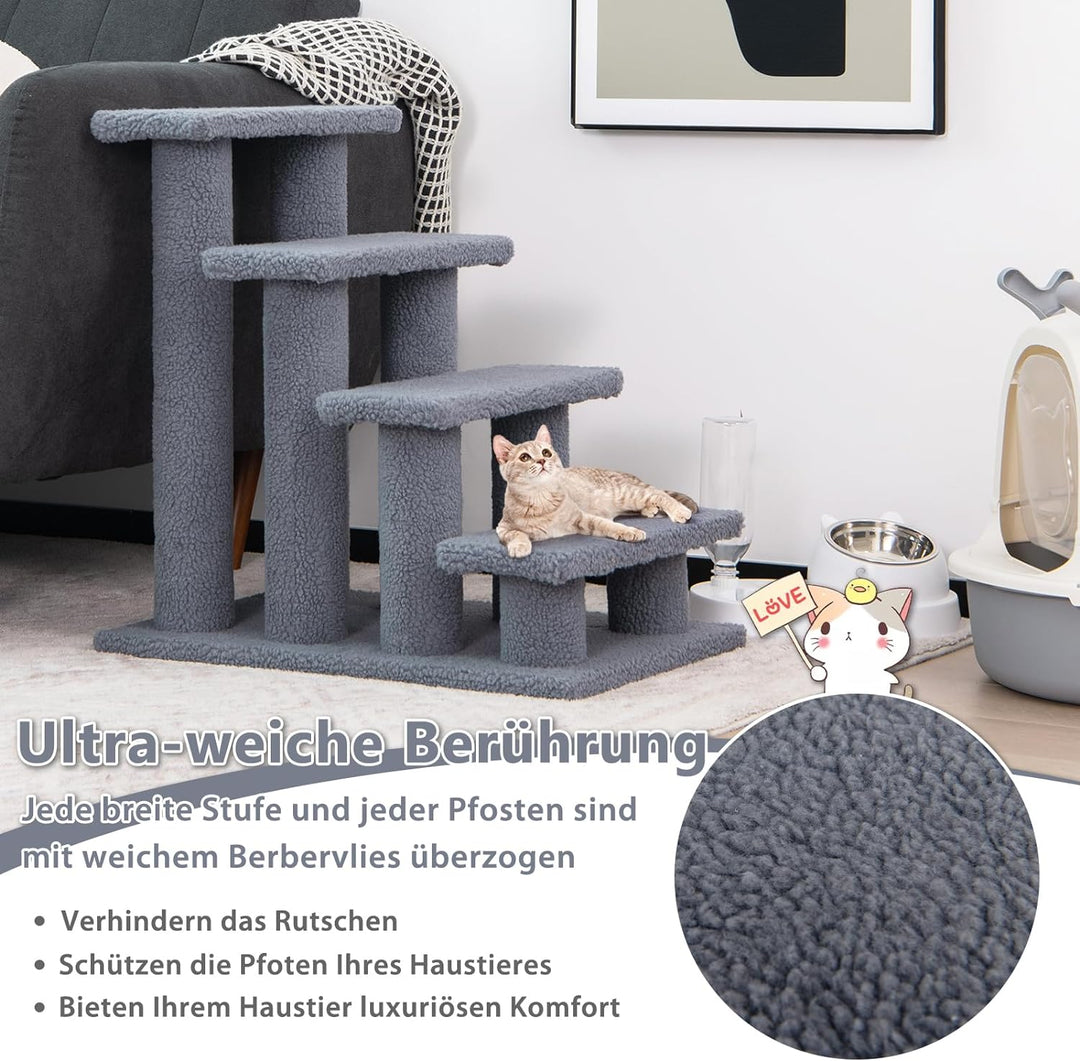 COSTWAY Tiertreppe Katzentreppe, Treppe für Katze bis 25 kg, Haustiertreppe Klein, Spielbaum 4 Aussi
