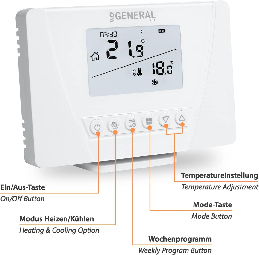 Programmierbares Funk-Thermostat Raumregler Set Mi-300S RF mit 2 Empfängern Funk-Thermostat Set mit