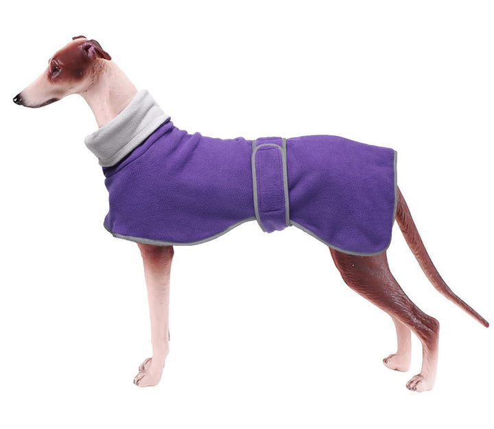 Geyecete Fleece Hundemantel Pullover für Windhunde,Whippet Winterjacken Rollkragen Warmes Verstellba