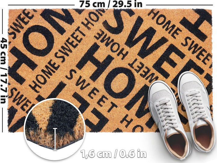 BRUBAKER Fussmatte für Aussen und Innen - Home Sweet Home - 45 x 75 cm Schmutzfangmatte aus 100% Kok