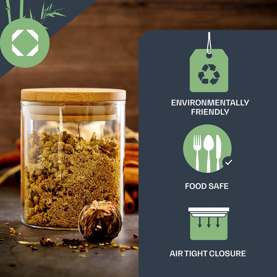 bambuswald© Gewürzgläser Set 10 Stück - Gewürzdosen mit je 150ml Volumen, inkl. luftdichten Bambus-D