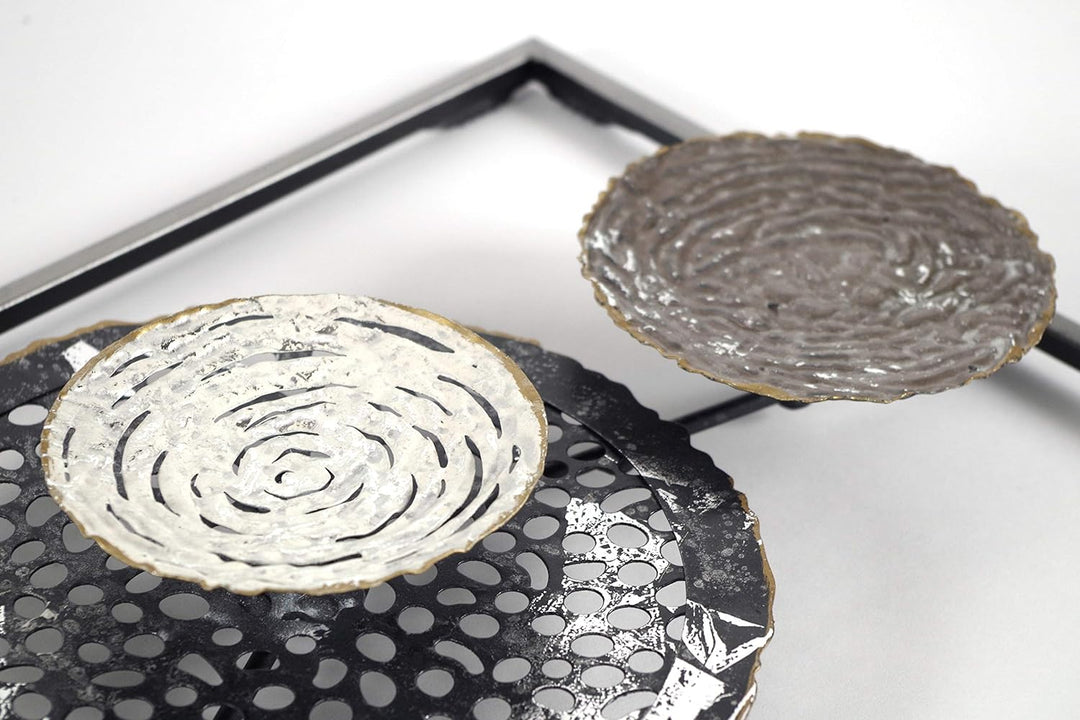 Kobolo Wandbild Wanddeko Metallbild 3D-Bild - BLOSSOM - anthrazit silber gold - ca 31x91 cm