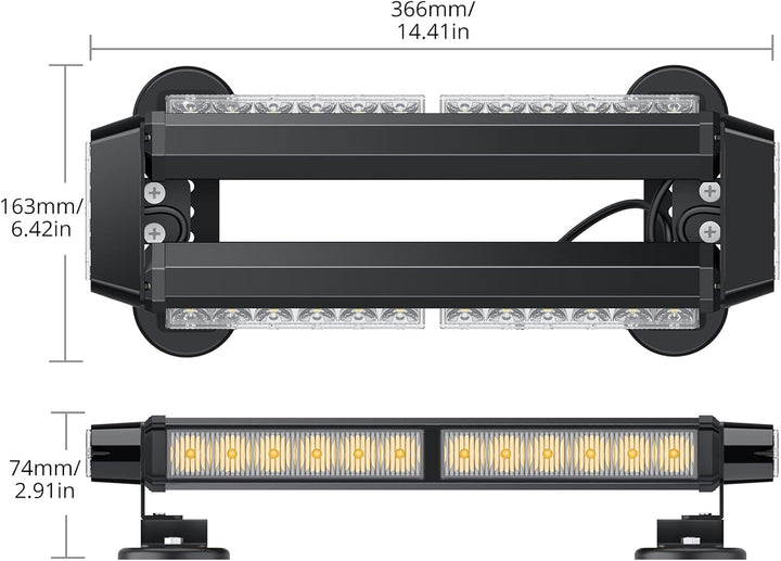 30 LED Rundumleuchte 7 Modi 12/24V Blitzleuchte Schraube Starker Magnet Amber Warnleuchte Magnetisch