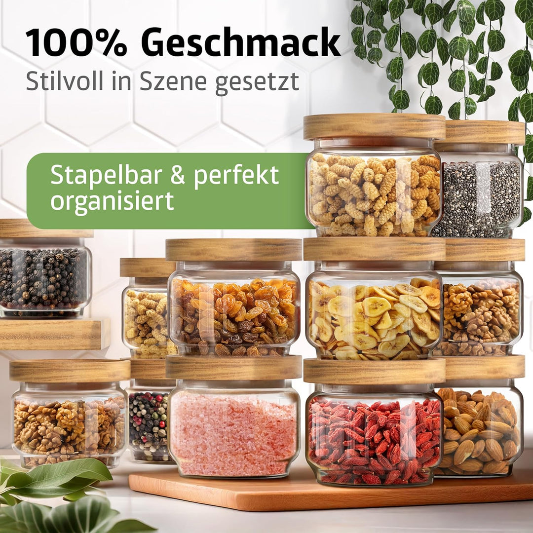 ElbFuchs® Vorratsgläser mit Deckel luftdicht NEU | 4x 300ml [BPA-FREI & MOTTENSICHER] Vorratsdosen a