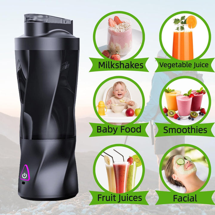 【Tragbarer Mixer】360W Hochleistungsmotor, 6000mAh langlebiger Akku, 652.0 g Reise-Smoothie Maker mit