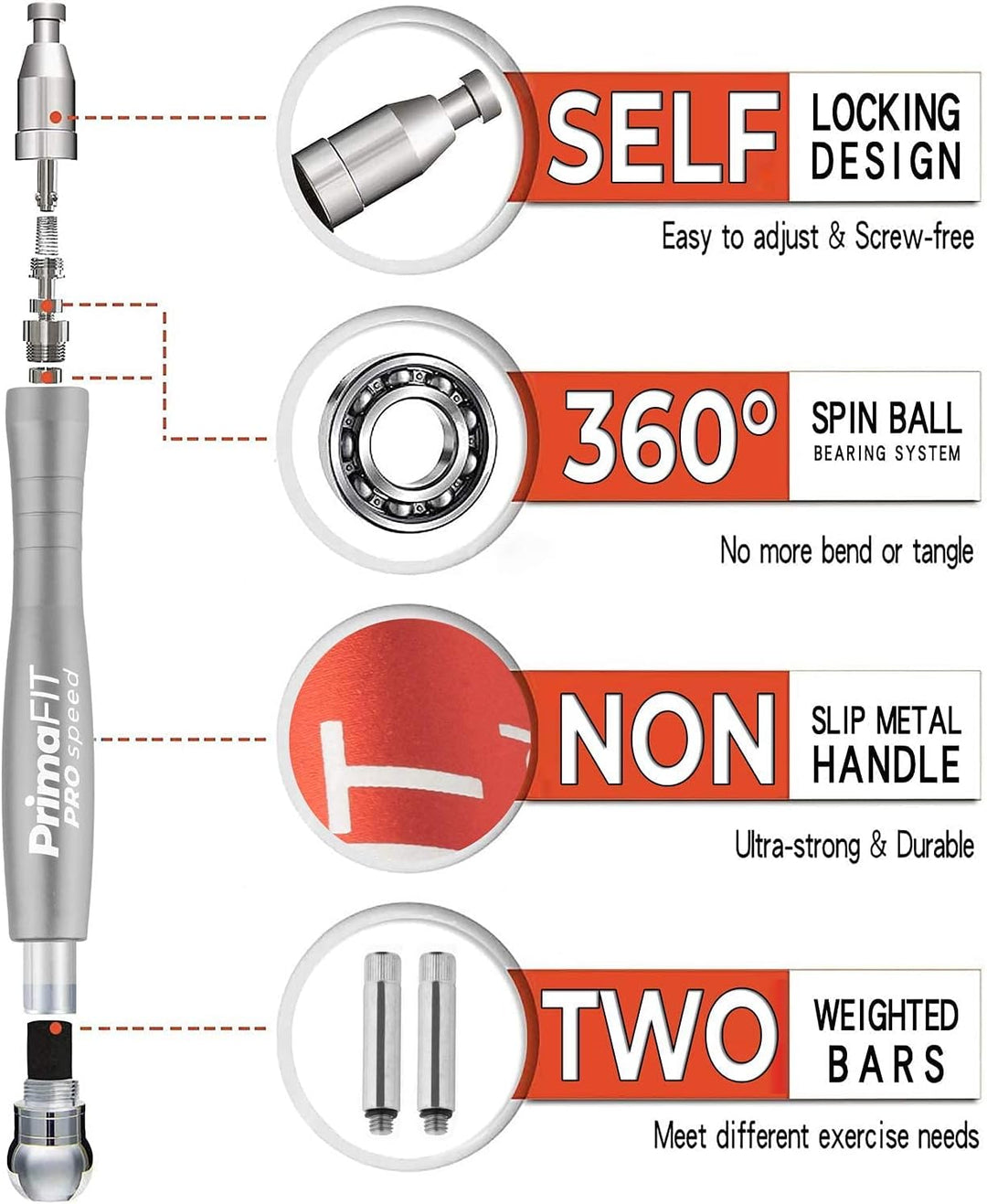 PrimaFIT Springseil Erwachsene Fitness Pro Speed Jump Rope 3m Seilspringen Verstellbar Mit Gewichten