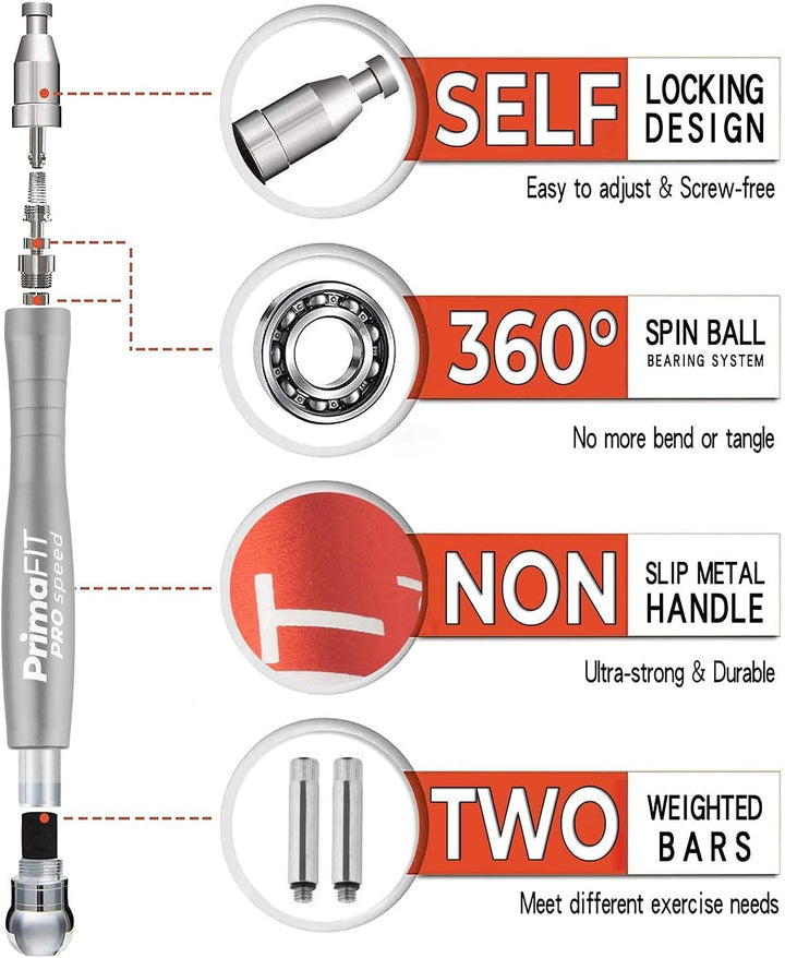 PrimaFIT Springseil Erwachsene Fitness Pro Speed Jump Rope 3m Seilspringen Verstellbar Mit Gewichten