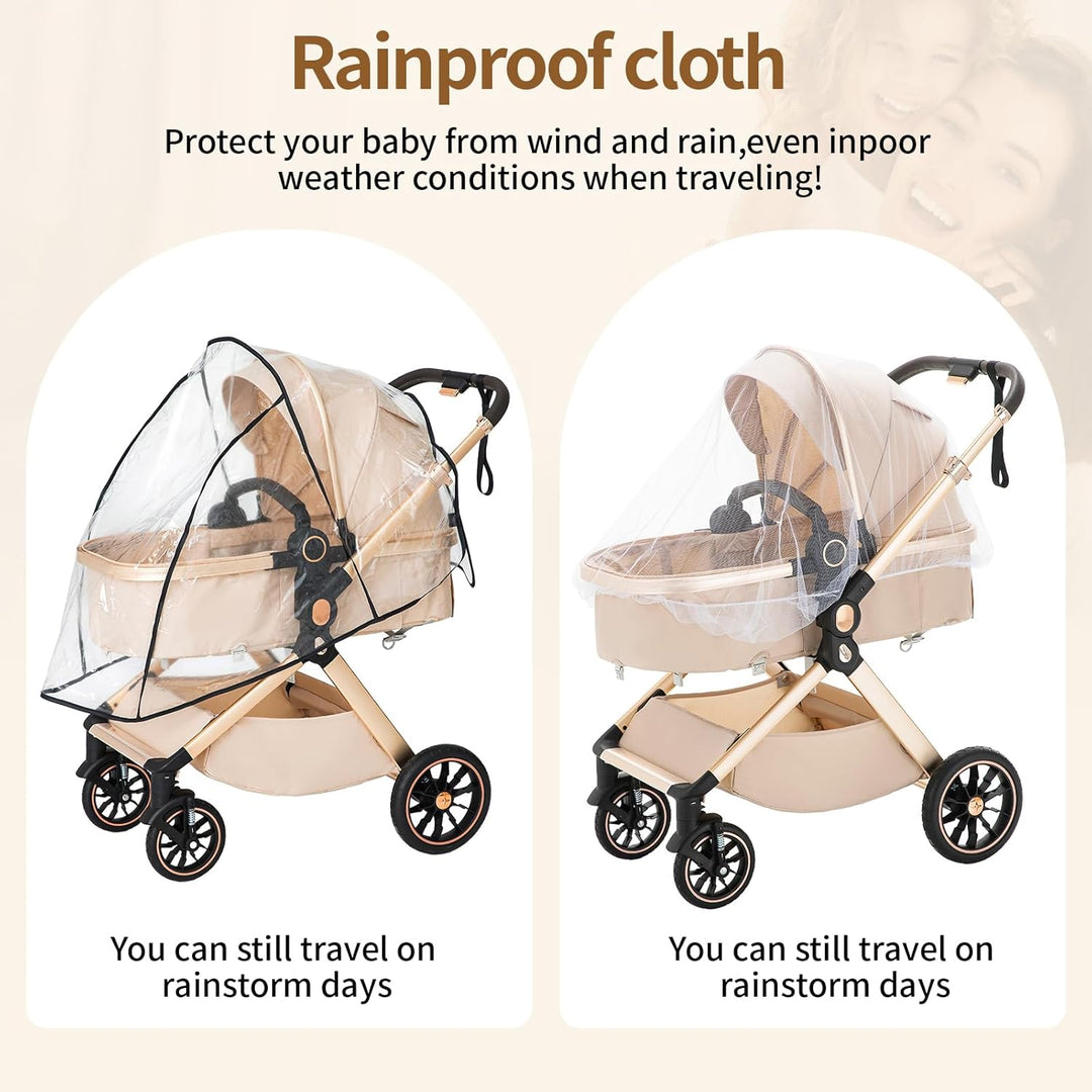 BEBBY Kinderwagen, Standard-Kinderwagen, Kinderwagen 3 in 1,Kinderwagen mit Faltbarem Tragbarem für