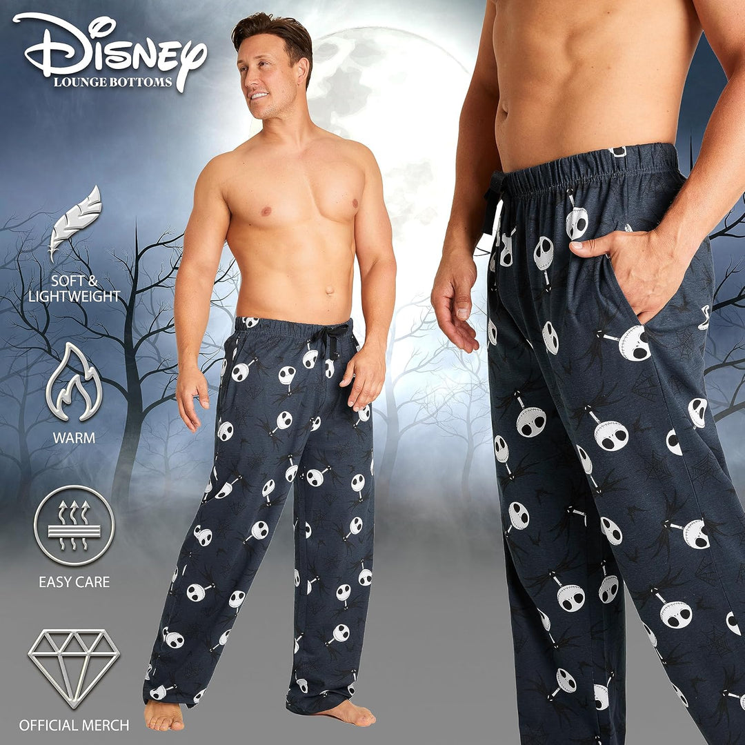 Disney Herren Lang Pyjamahose, Bequeme Loungewear PJs mit Taschen - Geschenke für Ihn, Marine Jack