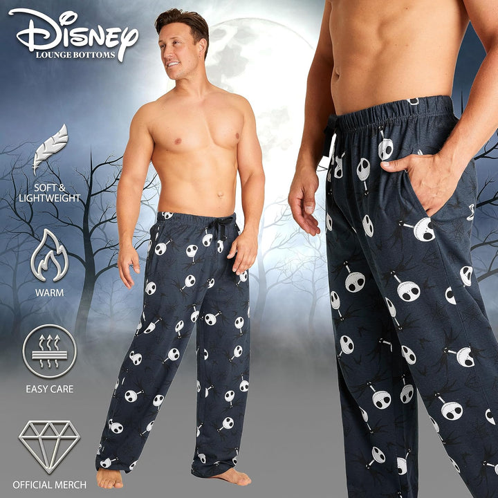 Disney Herren Lang Pyjamahose, Bequeme Loungewear PJs mit Taschen - Geschenke für Ihn, Marine Jack