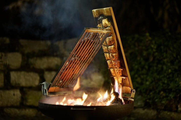 XXL Profi Flammlachsbrett ~ RASTVERSTELLUNG ~ Feuerschale Kugelgrill Flammlachs Flammlachsbretter (S