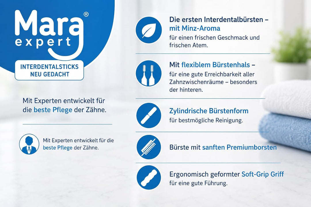 Interdentalbürsten – Bürsten für Zahnzwischenräume von MARA EXPERT | 0,5 mm ISO 2 fein | 6x32Interde