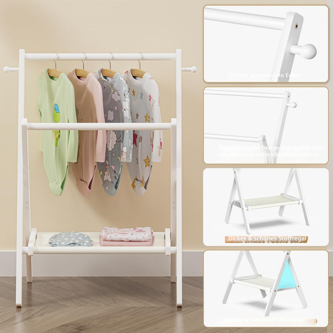 BAMBOOHOMIE Baby-Kleiderständer für Babyshower, Haustiere und Puppen, Baby-Kleiderständer mit Ablage
