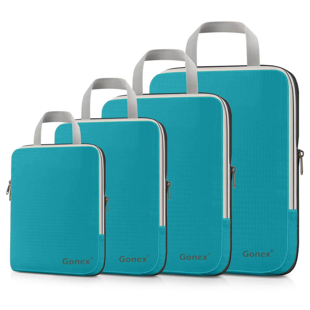 Compression Packing Cubes 3/4er Set, Gonex Kleidertaschen 4-teilig Verpackungswürfel, Kleidertaschen