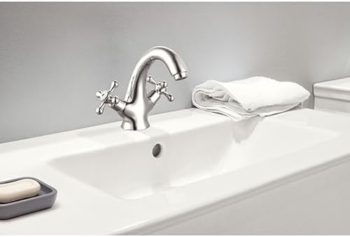 Rousseau 4056674 Beverley Mischbatterie/Wasserhahn, für Waschbecken, verchromt