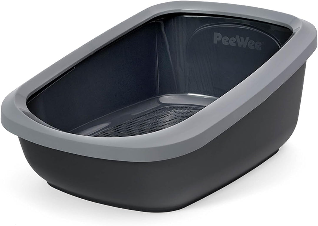 PeeWee Katzentoilette EcoGranda Katzenklo Schale offen Katzen WC inkl. 3kg Streu, Farbe:Grau, Grau